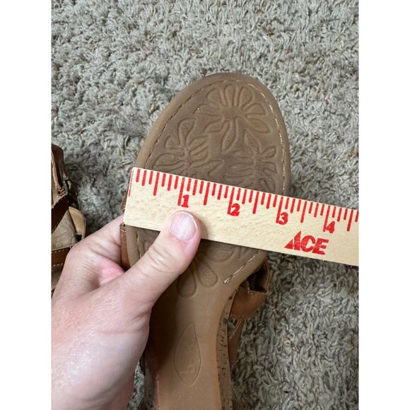 B.O.C Brown Strappy Sandals Women’s 7M Comfort Cushioned Sole Cork Wedge Design - Picture 9 of 9